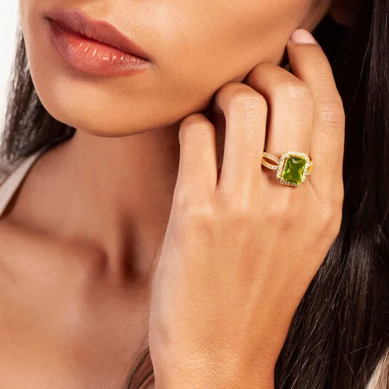 Rings JMS always Original Elegant Confetti Womens 18K Yellow Gold Plated Light Green CZ Simulated Cushion Diamond Halo Statement Cocktail Ring Rings JMS always Original Elegant Confetti Womens 18K Yellow Gold Plated Light Green CZ Simulated Cushion Diamond Halo Statement Cocktail Ring