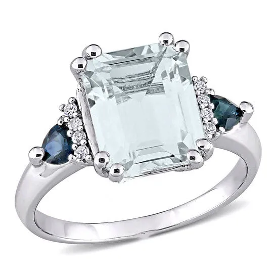 Rings Original Amour 004 CT TDW Diamond and 3 13 CT TGW Ice Aquamarine w Sapphire Cocktail Ring in Sterling Silver JMS always Rings Original Amour 004 CT TDW Diamond and 3 13 CT TGW Ice Aquamarine w Sapphire Cocktail Ring in Sterling Silver JMS always
