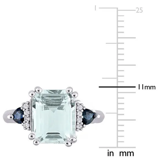 Rings Original Amour 004 CT TDW Diamond and 3 13 CT TGW Ice Aquamarine w Sapphire Cocktail Ring in Sterling Silver JMS always Rings Original Amour 004 CT TDW Diamond and 3 13 CT TGW Ice Aquamarine w Sapphire Cocktail Ring in Sterling Silver JMS always