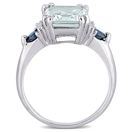Rings Original Amour 004 CT TDW Diamond and 3 13 CT TGW Ice Aquamarine w Sapphire Cocktail Ring in Sterling Silver JMS always Rings Original Amour 004 CT TDW Diamond and 3 13 CT TGW Ice Aquamarine w Sapphire Cocktail Ring in Sterling Silver JMS always
