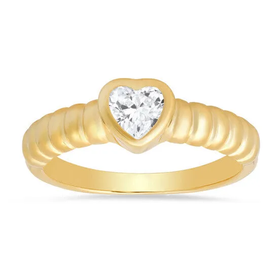Rings Original Kylie Harper 14k Yellow Gold Over Silver Bezelset Heart CZ Ring JMS always Rings Original Kylie Harper 14k Yellow Gold Over Silver Bezelset Heart CZ Ring JMS always
