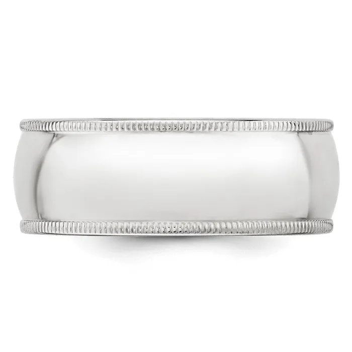 Rings Solid 10K White Gold 8mm Milgrain Half Round MensWomens Wedding Band Ring Size 12 Goldia Rings Solid 10K White Gold 8mm Milgrain Half Round MensWomens Wedding Band Ring Size 12 Goldia