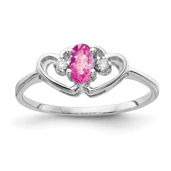 Rings Solid 14k White Gold 5x3mm Oval PinK Simulated Sapphire AAA CZ Ring Goldia Rings Solid 14k White Gold 5x3mm Oval PinK Simulated Sapphire AAA CZ Ring Goldia