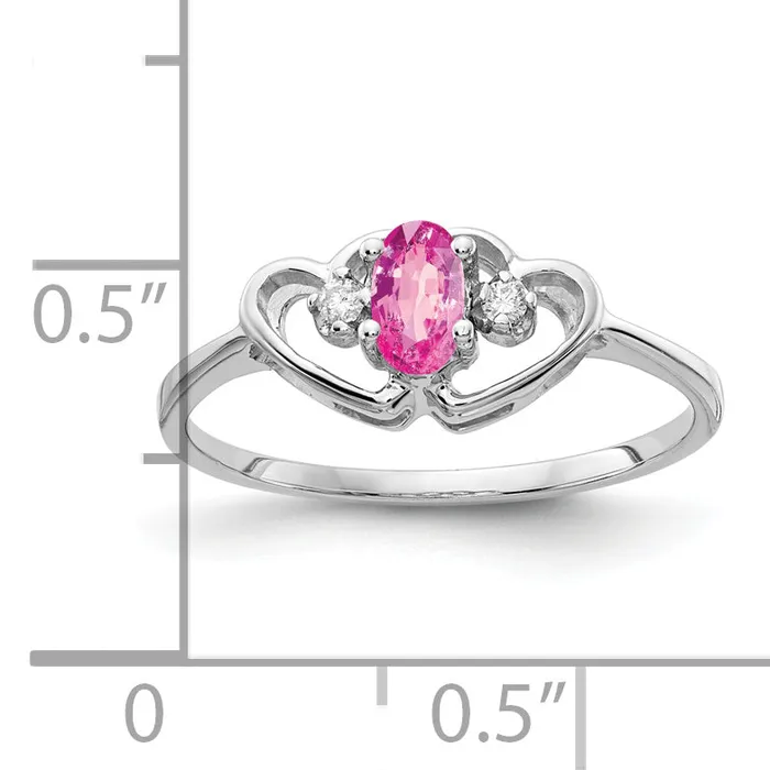 Rings Solid 14k White Gold 5x3mm Oval PinK Simulated Sapphire AAA CZ Ring Goldia