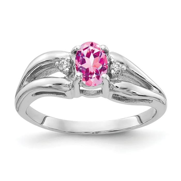Rings Solid 14k White Gold 6x4mm Oval PinK Simulated Sapphire VS CZ Ring Goldia Rings Solid 14k White Gold 6x4mm Oval PinK Simulated Sapphire VS CZ Ring Goldia