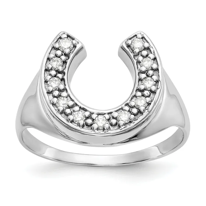 Rings Solid 14k White Gold AA Simulated CZ mens Ring Goldia