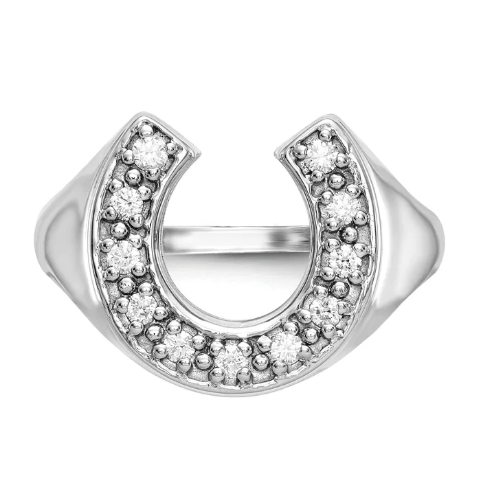 Rings Solid 14k White Gold AA Simulated CZ mens Ring Goldia