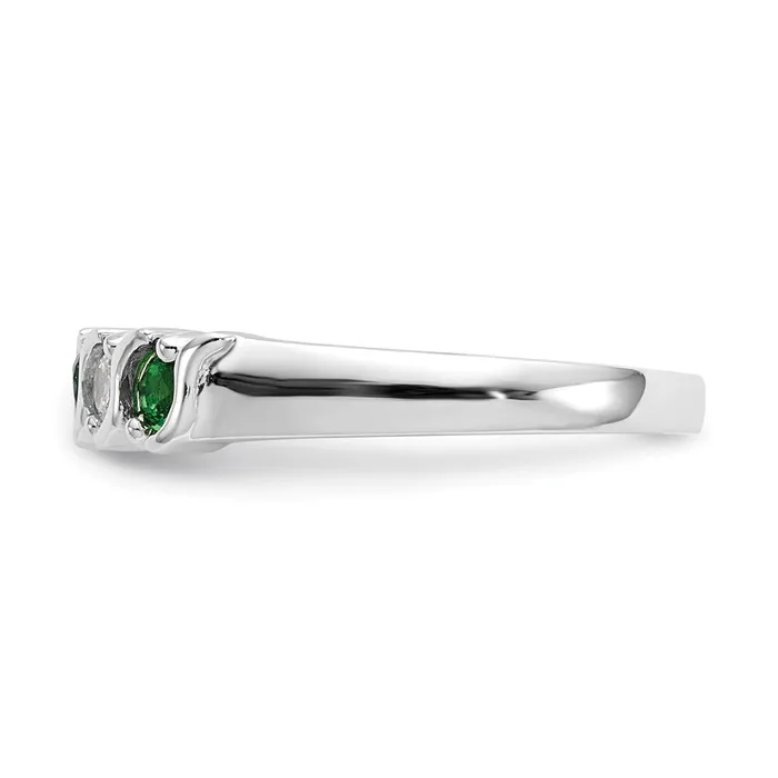 Rings Solid 14k White Gold Simulated CZ wSimulated Emerald Band Goldia