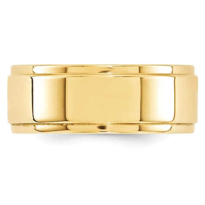 Rings Solid 14K Yellow Gold 8mm Flat with Step Edge MensWomens Wedding Band Ring Size 85 Goldia Rings Solid 14K Yellow Gold 8mm Flat with Step Edge MensWomens Wedding Band Ring Size 85 Goldia