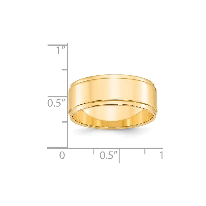 Rings Solid 14K Yellow Gold 8mm Flat with Step Edge MensWomens Wedding Band Ring Size 85 Goldia Rings Solid 14K Yellow Gold 8mm Flat with Step Edge MensWomens Wedding Band Ring Size 85 Goldia