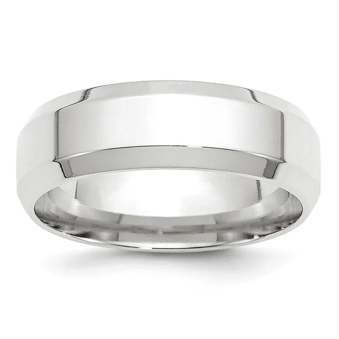 Rings Solid 18K White Gold 7mm Bevel Edge Comfort Fit MensWomens Wedding Band Ring Size 75 Goldia Rings Solid 18K White Gold 7mm Bevel Edge Comfort Fit MensWomens Wedding Band Ring Size 75 Goldia