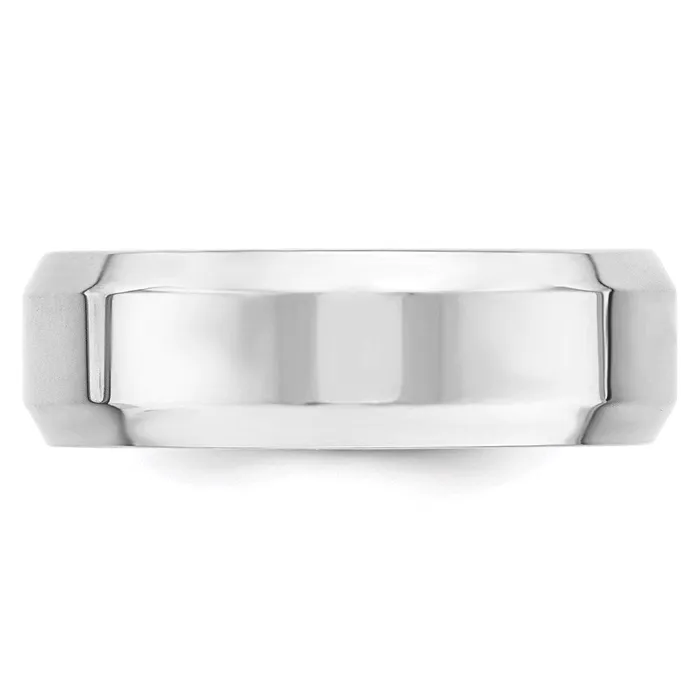 Rings Solid 18K White Gold 7mm Bevel Edge Comfort Fit MensWomens Wedding Band Ring Size 75 Goldia Rings Solid 18K White Gold 7mm Bevel Edge Comfort Fit MensWomens Wedding Band Ring Size 75 Goldia