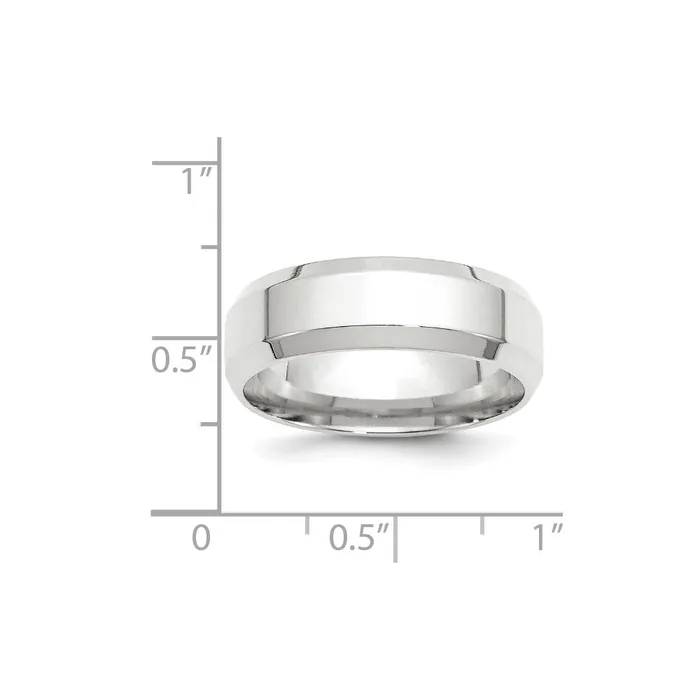 Rings Solid 18K White Gold 7mm Bevel Edge Comfort Fit MensWomens Wedding Band Ring Size 75 Goldia Rings Solid 18K White Gold 7mm Bevel Edge Comfort Fit MensWomens Wedding Band Ring Size 75 Goldia