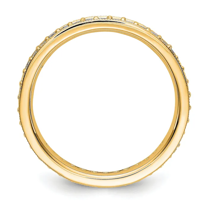 Rings Solid Real 14k Polished Round 12 CT Vintage CZ Eternity Wedding Band Ring Goldia