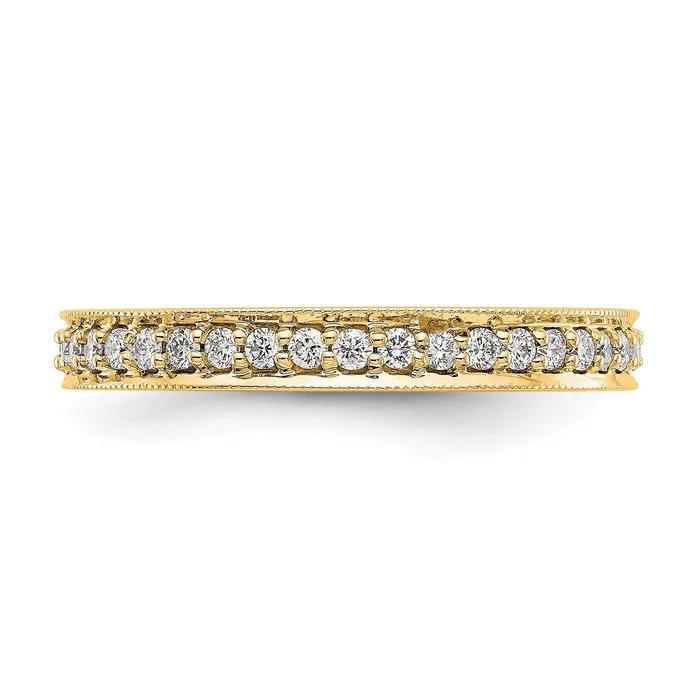 Rings Solid Real 14k Polished Round 12 CT Vintage CZ Eternity Wedding Band Ring Goldia