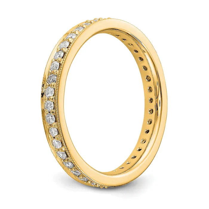 Rings Solid Real 14k Polished Round 12 CT Vintage CZ Eternity Wedding Band Ring Goldia