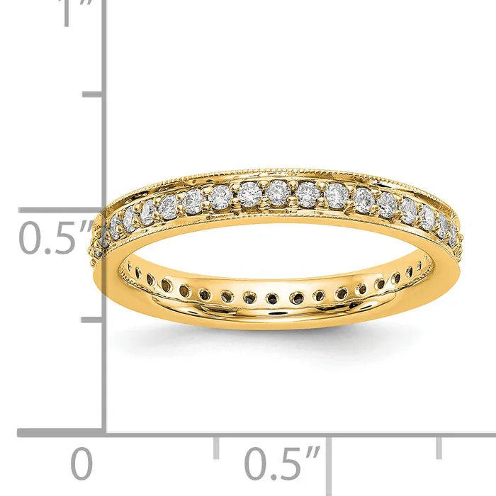 Rings Solid Real 14k Polished Round 12 CT Vintage CZ Eternity Wedding Band Ring Goldia