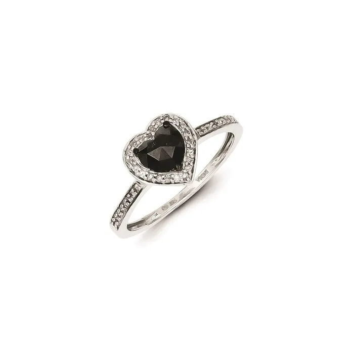 Rings Sterling Silver Black and White Diamond Heart Ring Goldia