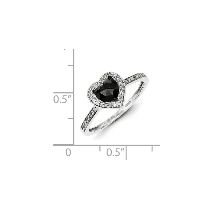 Rings Sterling Silver Black and White Diamond Heart Ring Goldia
