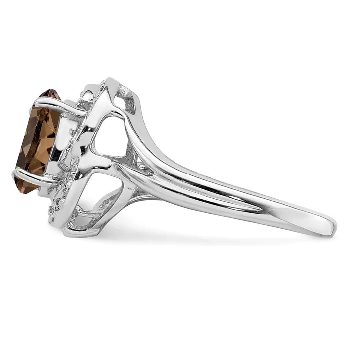 Rings Sterling Silver Rhodium Smoky Quartz u0026 Diamond Ring Goldia