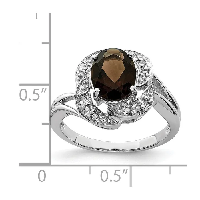 Rings Sterling Silver Rhodium Smoky Quartz u0026 Diamond Ring Goldia