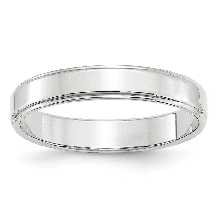Solid 10K White Gold 4mm Flat with Step Edge MensWomens Wedding Band Ring Size 115 Goldia Rings Solid 10K White Gold 4mm Flat with Step Edge MensWomens Wedding Band Ring Size 115 Goldia Rings