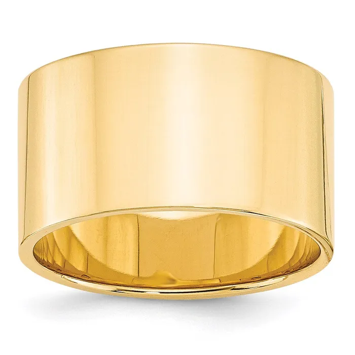 Solid 10K Yellow Gold 12mm Light Weight Flat MensWomens Wedding Band Ring Size 55 Goldia Rings Solid 10K Yellow Gold 12mm Light Weight Flat MensWomens Wedding Band Ring Size 55 Goldia Rings