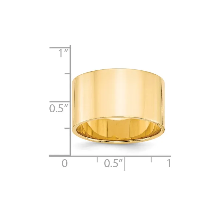 Solid 10K Yellow Gold 12mm Light Weight Flat MensWomens Wedding Band Ring Size 55 Goldia Rings Solid 10K Yellow Gold 12mm Light Weight Flat MensWomens Wedding Band Ring Size 55 Goldia Rings