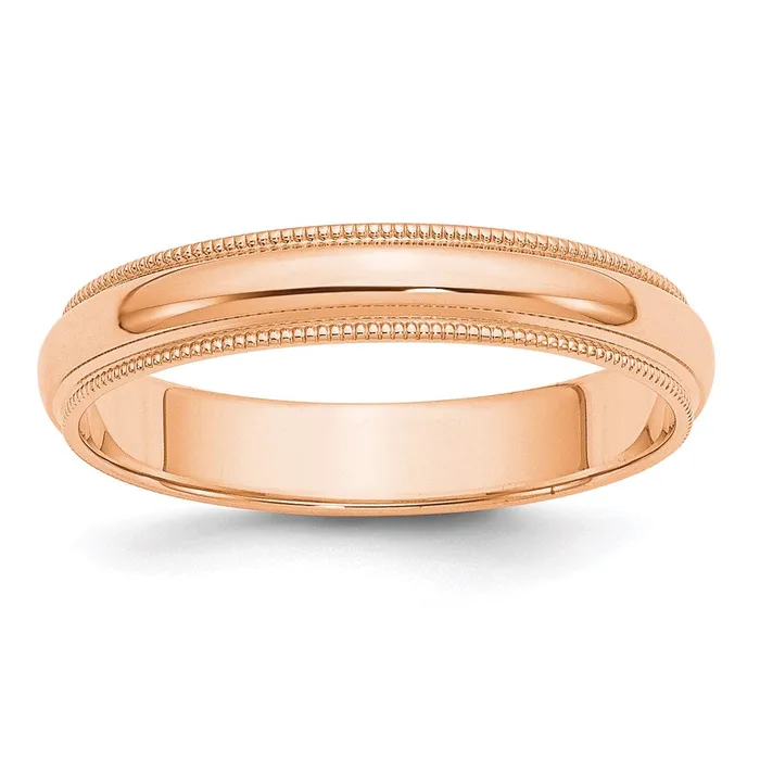 Solid 10K Yellow Gold Rose Gold 4mm Milgrain HalfRound Wedding MensWomens Wedding Band Ring Size 55 Goldia Rings Solid 10K Yellow Gold Rose Gold 4mm Milgrain HalfRound Wedding MensWomens Wedding Band Ring Size 55 Goldia Rings