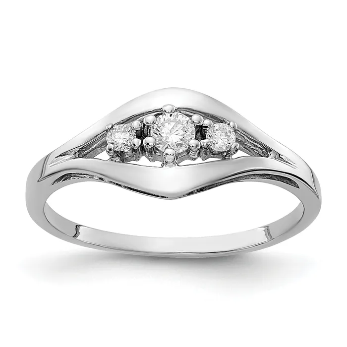 Solid 14k White Gold AAA Simulated CZ Ring Goldia Rings