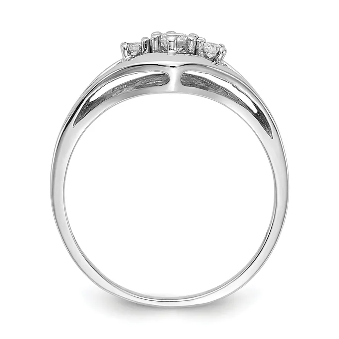 Solid 14k White Gold AAA Simulated CZ Ring Goldia Rings
