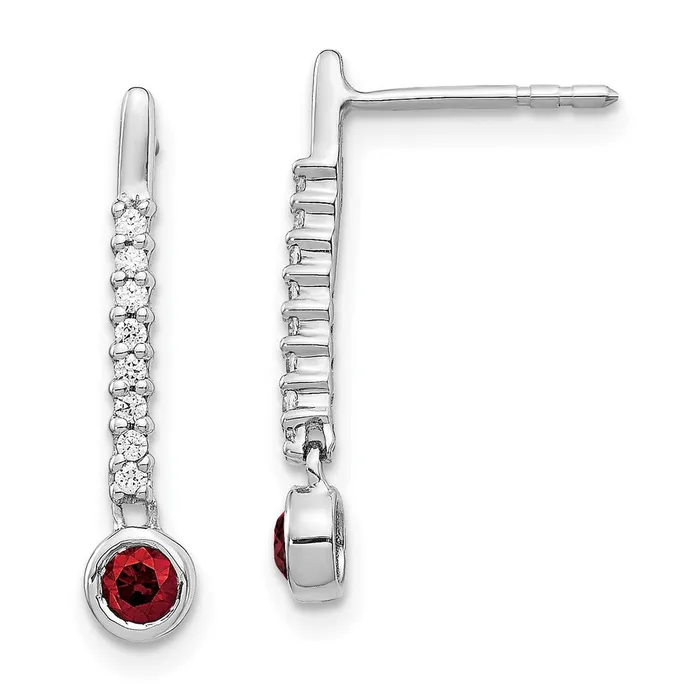 Solid 14k White Gold RedWhite Simulated CZ Earrings Goldia Earrings