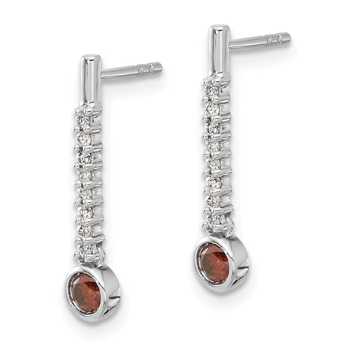 Solid 14k White Gold RedWhite Simulated CZ Earrings Goldia Earrings