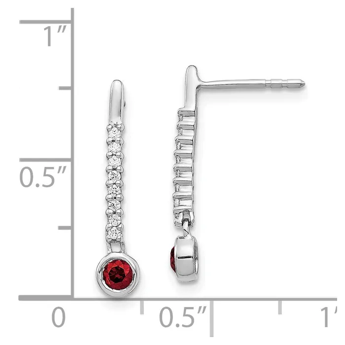 Solid 14k White Gold RedWhite Simulated CZ Earrings Goldia Earrings