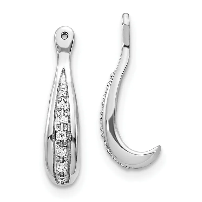 Solid 14k White Gold Simulated CZ Earring JacKets Goldia Earrings