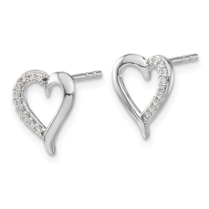 Solid 14k White Gold Simulated CZ Heart Earrings Goldia Earrings Solid 14k White Gold Simulated CZ Heart Earrings Goldia Earrings