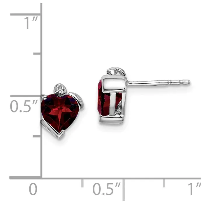 Solid 14k White Gold Simulated Garnet and CZ Heart Earrings Goldia Earrings Solid 14k White Gold Simulated Garnet and CZ Heart Earrings Goldia Earrings