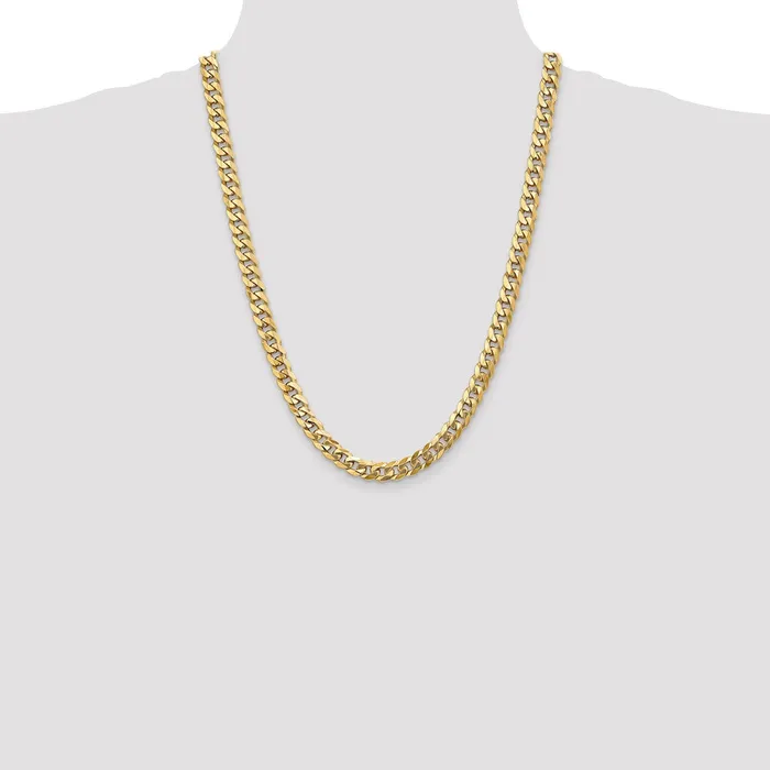 Solid 14K Yellow Gold 24 inch 8mm Flat Beveled Curb with Lobster Clasp Chain Necklace MDS Necklaces Solid 14K Yellow Gold 24 inch 8mm Flat Beveled Curb with Lobster Clasp Chain Necklace MDS Necklaces