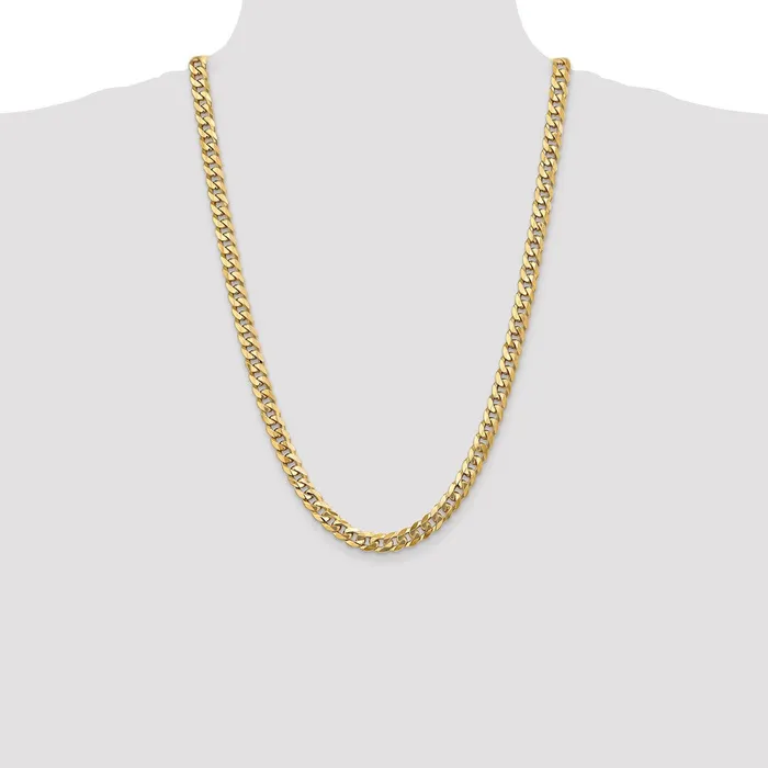 Solid 14K Yellow Gold 26 inch 8mm Flat Beveled Curb with Lobster Clasp Chain Necklace MDS Necklaces Solid 14K Yellow Gold 26 inch 8mm Flat Beveled Curb with Lobster Clasp Chain Necklace MDS Necklaces