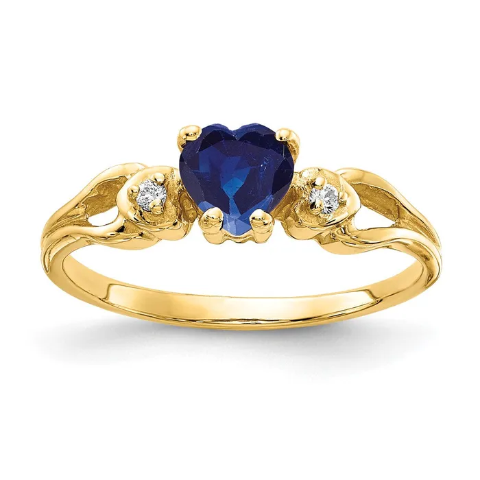 Solid 14k Yellow Gold 5mm Heart Simulated Sapphire A CZ Ring Goldia Rings Solid 14k Yellow Gold 5mm Heart Simulated Sapphire A CZ Ring Goldia Rings