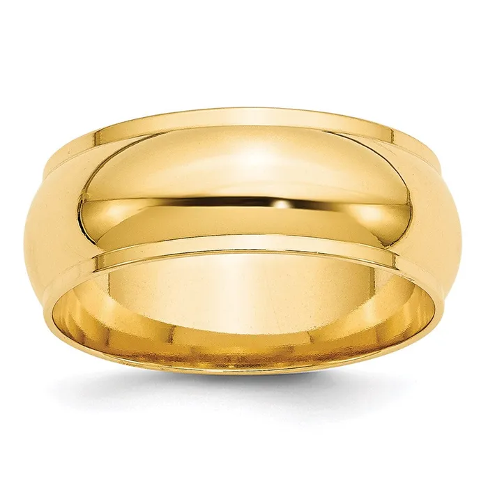 Solid 14K Yellow Gold 8mm Half Round with Edge MensWomens Wedding Band Ring Size 135 Goldia Rings Solid 14K Yellow Gold 8mm Half Round with Edge MensWomens Wedding Band Ring Size 135 Goldia Rings