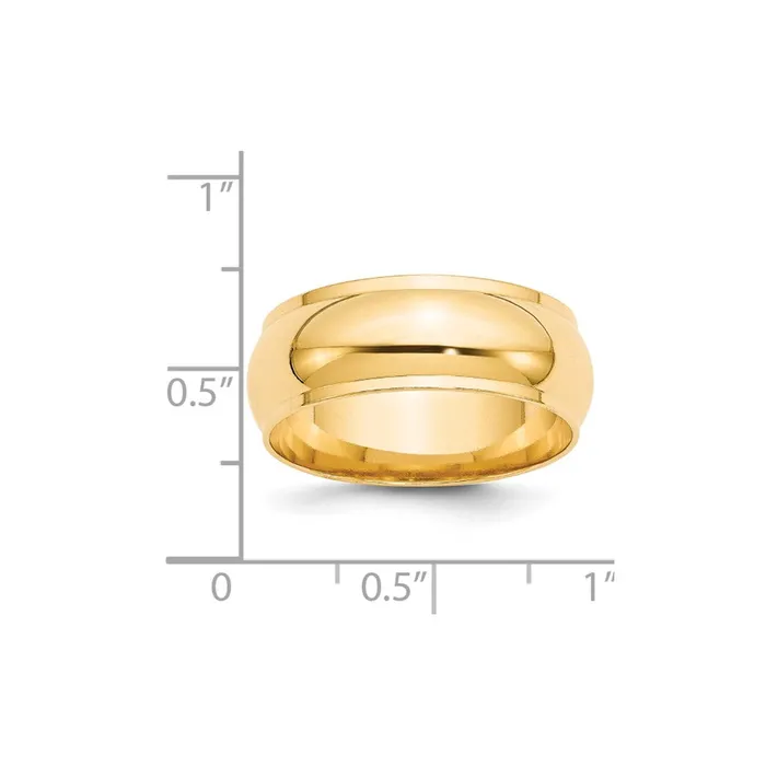 Solid 14K Yellow Gold 8mm Half Round with Edge MensWomens Wedding Band Ring Size 135 Goldia Rings Solid 14K Yellow Gold 8mm Half Round with Edge MensWomens Wedding Band Ring Size 135 Goldia Rings
