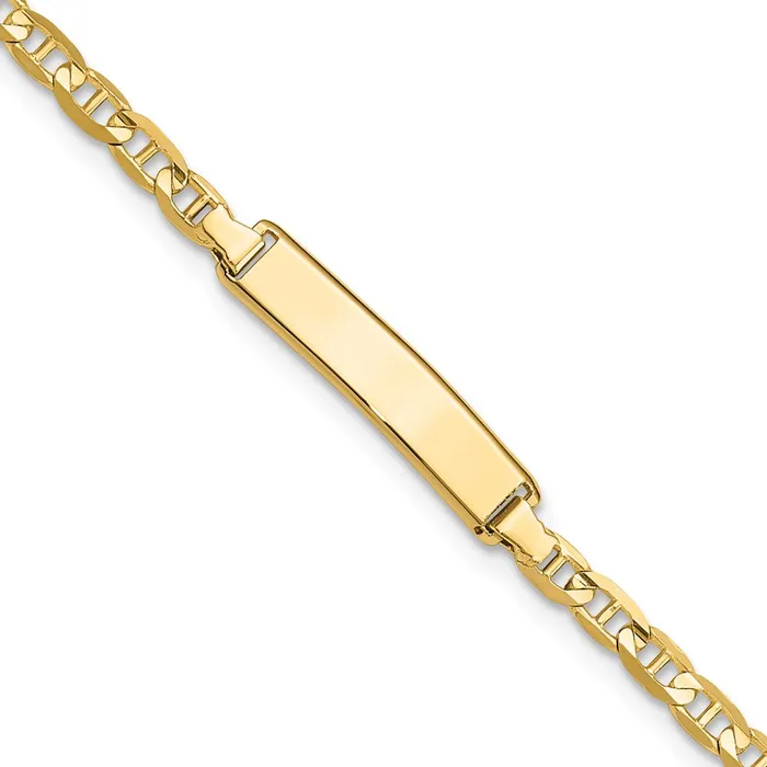 Solid 14K Yellow Gold Anchor Link ID Bracelet MDS Bracelets