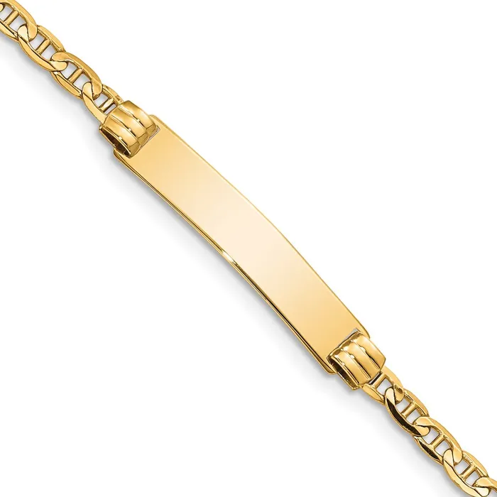 Solid 14K Yellow Gold Childrens Anchor Link ID Bracelet MDS Bracelets