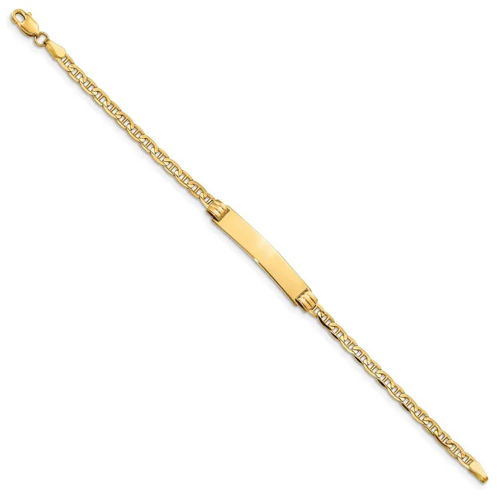 Solid 14K Yellow Gold Childrens Anchor Link ID Bracelet MDS Bracelets Solid 14K Yellow Gold Childrens Anchor Link ID Bracelet MDS Bracelets