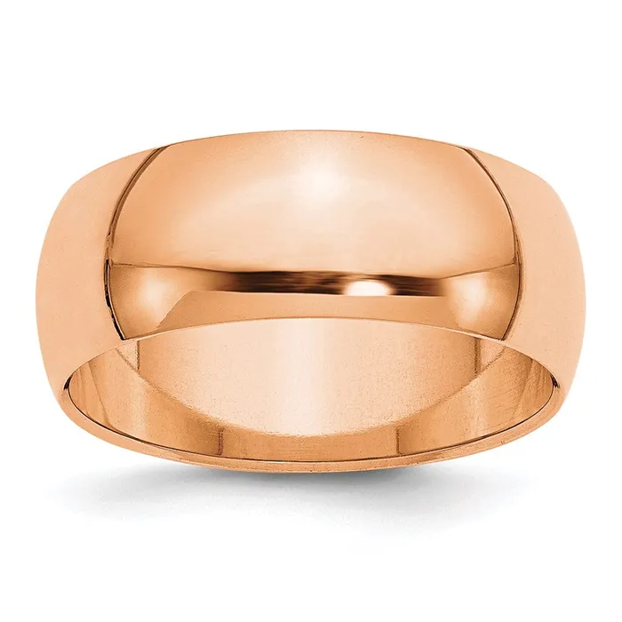 Solid 14K Yellow Gold Rose Gold 8mm HalfRound Wedding MensWomens Wedding Band Ring Size 55 Goldia Rings Solid 14K Yellow Gold Rose Gold 8mm HalfRound Wedding MensWomens Wedding Band Ring Size 55 Goldia Rings