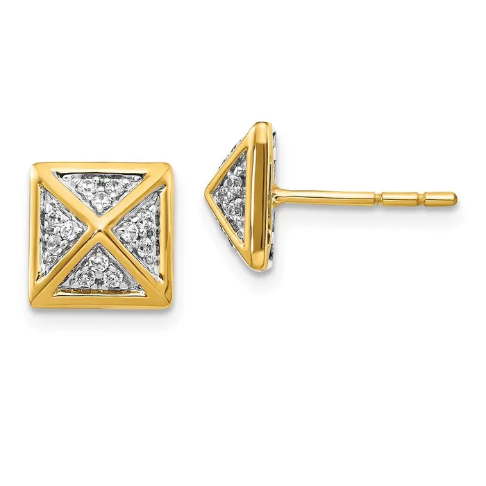 Solid 14k Yellow Gold Simulated CZ Fancy Earrings Goldia Earrings