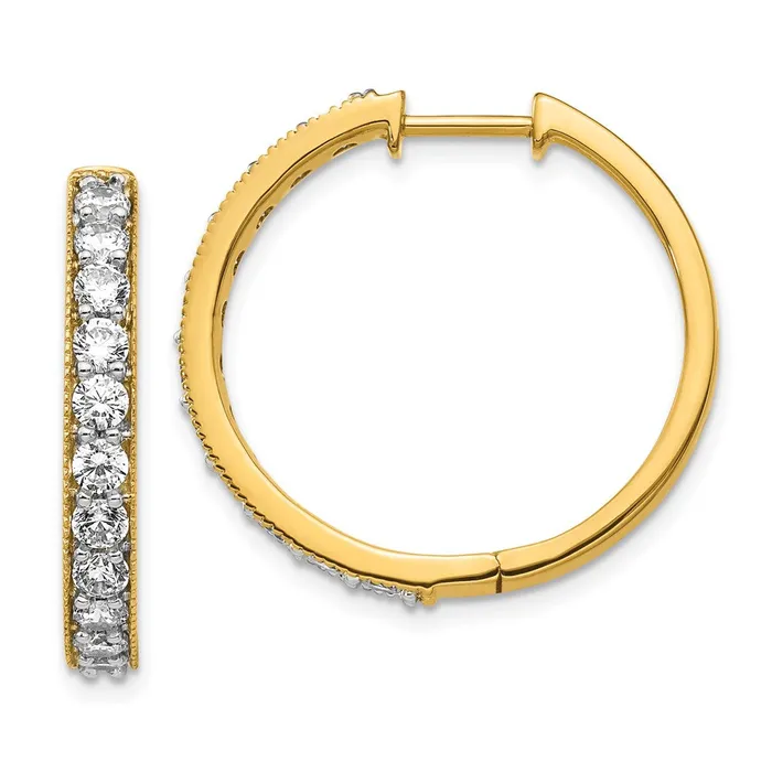Solid 14k Yellow Gold Simulated CZ Milgrain Hoop Earrings Goldia Earrings Solid 14k Yellow Gold Simulated CZ Milgrain Hoop Earrings Goldia Earrings