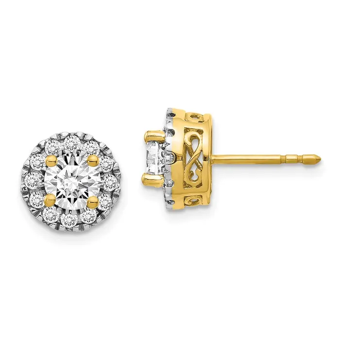 Solid 14k Yellow Gold Simulated CZ Semimount Stud Earrings Goldia Earrings