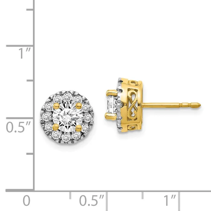 Solid 14k Yellow Gold Simulated CZ Semimount Stud Earrings Goldia Earrings
